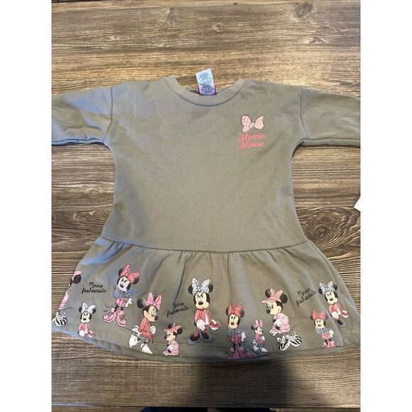 Toddler Girls' Minnie Mouse Printed Sweatshirt Dress - Green 18M. NWT. Y - Picture 1 of 6